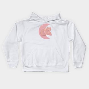 Grizzly Bear Crescent - Rose Kids Hoodie